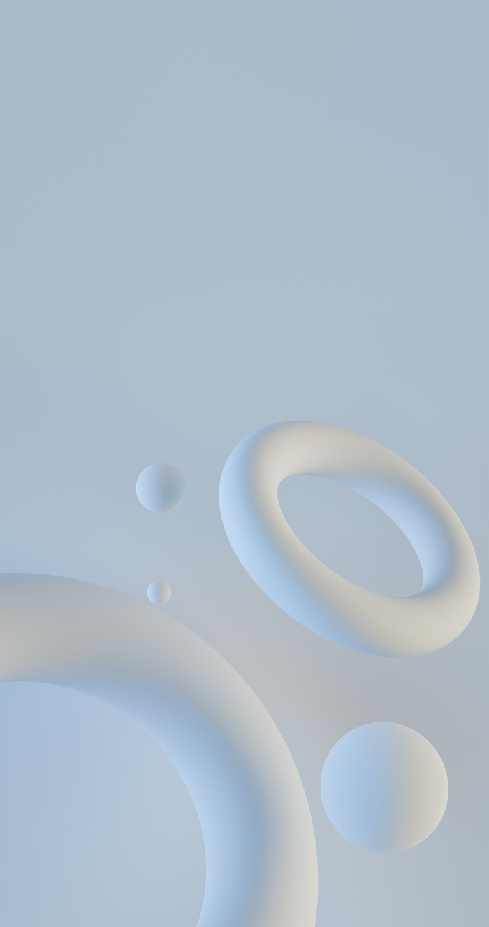 Soft 3D rings floating in a minimalist blue background, perfect for modern design.